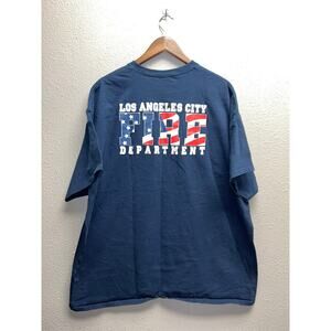 Los Angeles City Fire Department Shirt Vintage Blue Graphic USA VTG 2XL